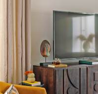 TV cabinet and soft chair
