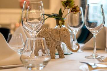 Close up on table arrangement in a restaurant