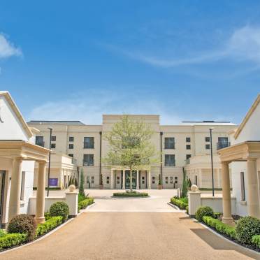 Grand entrance to Redwood Hall 