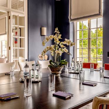 Flowers on a table in Georgian-style dining room