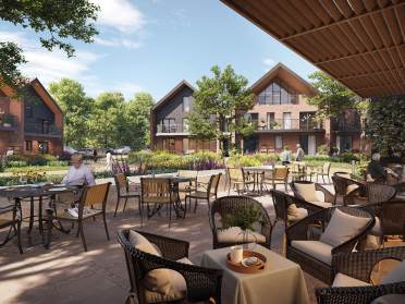 CGI of the Clubhouse and terrace CGI of the Clubhouse and terrace