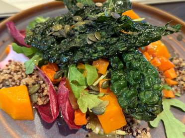 Warm Sweet Potato, Butternut Squash, Quinoa and Kale Salad with Dressing Warm Sweet Potato, Butternut Squash, Quinoa and Kale Salad with Dressing
